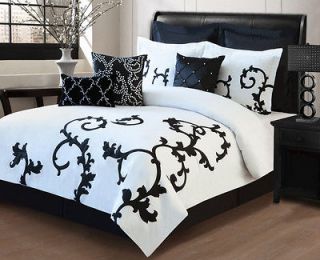 piece cal king duchess black and white comforter set