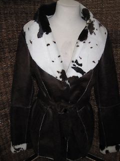 new faux cowhide alberto makali trench coat jacket l time