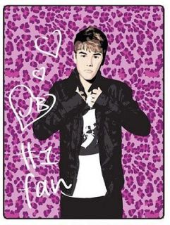 Justin Bieber Plush Throw Blanket Twin/Full Size 60x80 Leopard