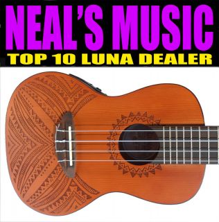 Luna UKULELE TAPA CDR Cedar Concert Tapa electric + Gibson Strap
