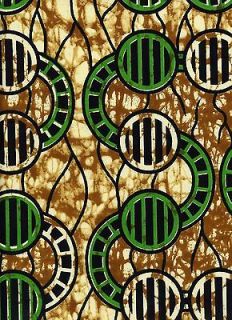 African Fabric/Batik/G​reen,Black Brown Mustard/Import​ed/FQ