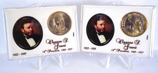 2011 Ulysses Grant Americana Gift Set 2 Each Coins D&P, Cases, Easels 
