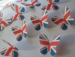 Butterfly Flags Union Flag & Varied Choice READY CUT Cake Toppers 