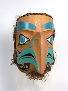 Nothwest Coast Native Haida Mask Eagle Spirit with Copper and Rabbit 