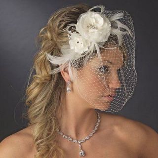 bridal cage veil and floral headpiece crystal pearl more options