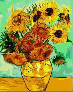 Vtg paint by numbers 16*20 kit DIY painting Van Gogh Sunflower #2