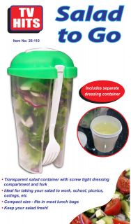   Salad To Go Container With Screw tight dressing sauce tub and fork