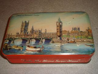 Blue Bird Toffee vintage rare empty tin 1950s House of Parliament 