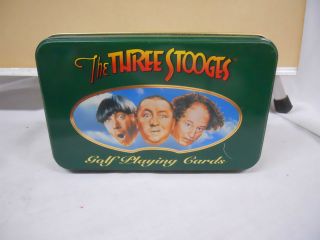 vint. 1998 THREE STOOGES GOLF PLAYING CARDS TIN BOX/ 3 STOOGES/ TIN 