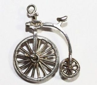   Bicycle Penny Farthing Vintage Sterling Silver Bracelet Charm 1.7g