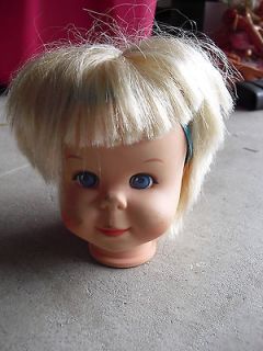 Vintage 1970s Vinyl Blonde Hair Character Girl Doll Head 5 3/4 Tall
