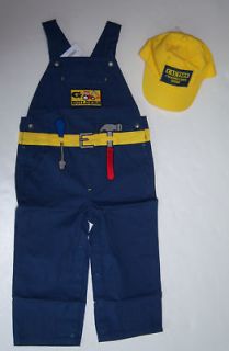NWT Gymboree 18 24 Construction Worker Costume Overalls & Hat Bob Lil 