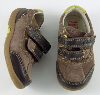   Boys Brown Leather/Suede First Walking Shoes Velcro Various Sizes