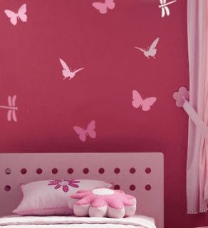 Reusable Butterfly & Dragonfly Stencil 4pc kit, DIY Nursery wall decor