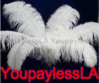 100 PCS White Ostrich Feathers For Wedding Eiffel Tower Vase U PICK 