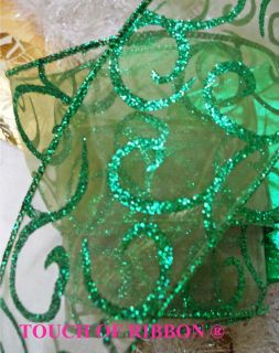   ribbon green wire wired crafts wreaths bows weddings Christmas gifts