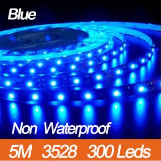   New Quality Blue 3528 SMD LED Flexible Strip Tape lights 5M/300 leds