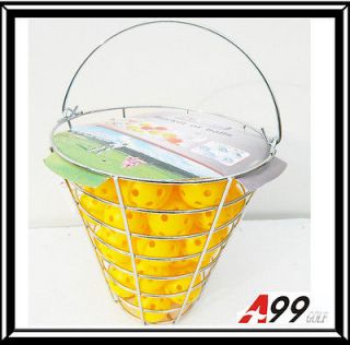120 balls A99 GOLF air flow practice BALL plastic yellow + iron basket 