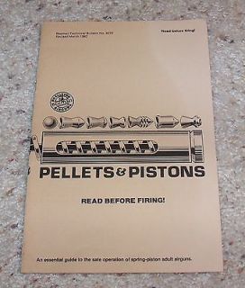 Beeman air rifle, Feinwerkbau owners manual, Pellets & Pistons 