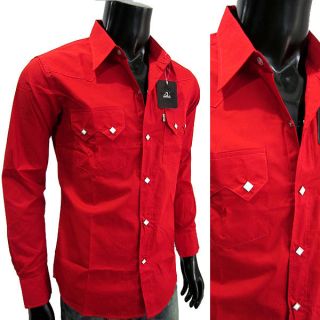 New Western SNAP RED COWBOY Shirt Vintage Rockabilly long sleeves sz S 