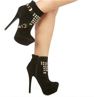 NEW Alba Black Joy Studed Almond Toe Platform Dress Bootie Boots size 