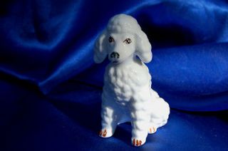 Vintage Porcelain dog Perfect White Poodle dog looking so pretty 