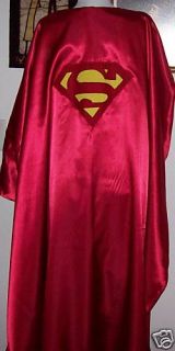 adult superman style cape red satin yellow emblem new