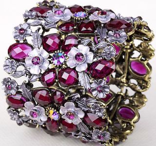 Vintage purple crystal flower bracelet 28 ;buy 10 items 