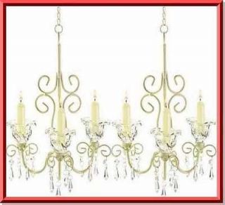   SHABBY HANGING CHIC CHANDELIER CANDLE HOLDERS WEDDING CENTERPIECE PAIR