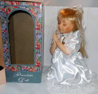   porcelain Doll 11 Holy Communion gift cross slippers white lace w/box
