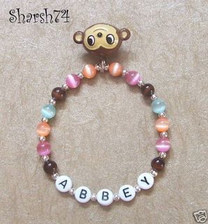 new baby child monkey jingle bell charm name bracelet time
