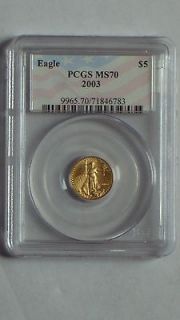 Newly listed 2003 $5 GOLD EAGLE COIN PCGS MS70 RARE LABEL FLAG PCGS 