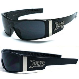 Locs Mens Cholo Biker Sunglasses   Shiny Black (Black Logo) LC71