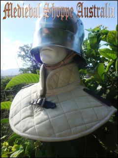 White Padded Gorget. Medieval Armour Collar. Substrata protection for 