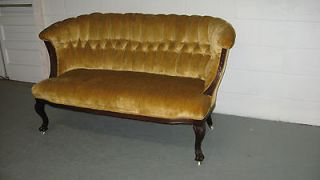 antique french victorian tufted back settee  695