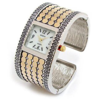 2tone vintage style wide decorated bracelet women s bangle cuff