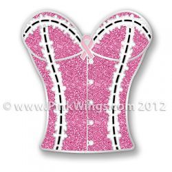 BRAND NEW Breast Cancer pink ribbon GLITTER bustier Bust pin pins f/s