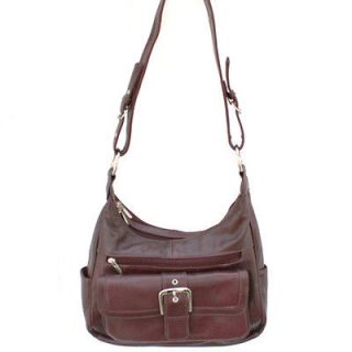 Italian WINE Leather Shoulder Hobo Handbag Belt Buckle Flip Pocket 