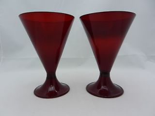 pair red salviati art glass vase goblet c 1930 time