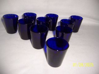   blue shot glass  9 00  lot of 7 libbey glasses