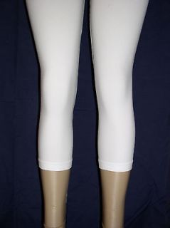 Sexy Soft WHITE Footless Tights DANCE Rave CAPRI Plus LEGGINGS OS fits 
