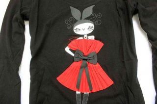 NWT Womens Moschino Bow Red Dress Girl 1346 Black Top/Tee Size S/M/L