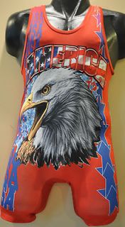 new wrestling red usa eagle singlet size small 55 75