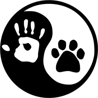 Ying and YANG DOG or CAT Paw & Hand Print decal Sticker LOGO Laptop 