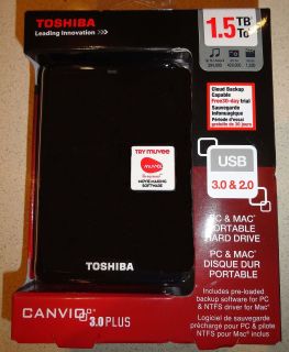 Toshiba Canvio 1 5 TB Hard Drive 3 0 USB Brand New