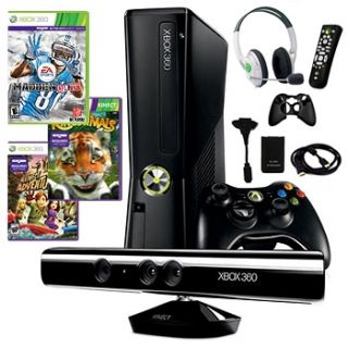 Xbox 360 Slim 4GB Kinect Bundle Madden 13 Headset Built in WiFi Kinect 
