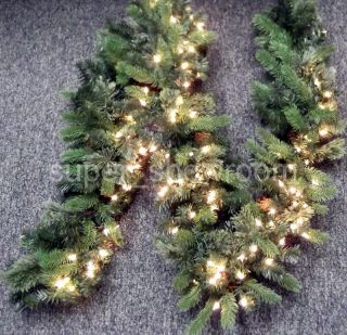 New 9 Long Pre Lit Thick Christmas Garland with 150 Super Bright 