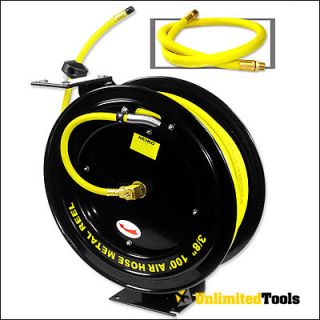 features 100 ft long air hose reel 300 psi working