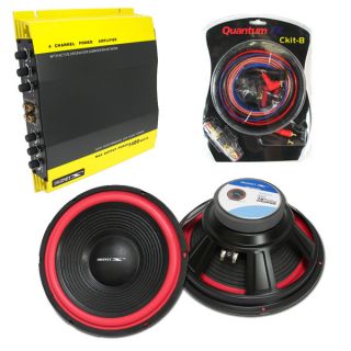 1400W Car Amplifier +2 12 Subwoofers FREE Amp Wire KIT 4 Channel 2 
