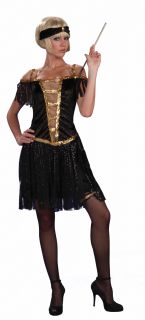 Roaring 20s Flapper Black Dress Costume Adult Med LG